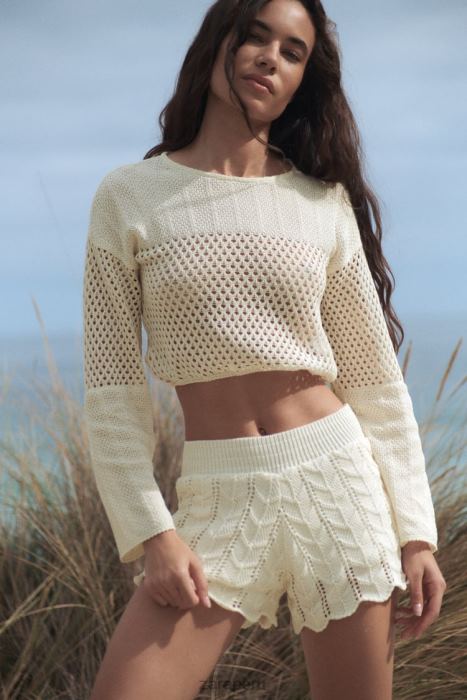 Zara mujer pantalones cortos de ganchillo BDP8J620 ropa crudo