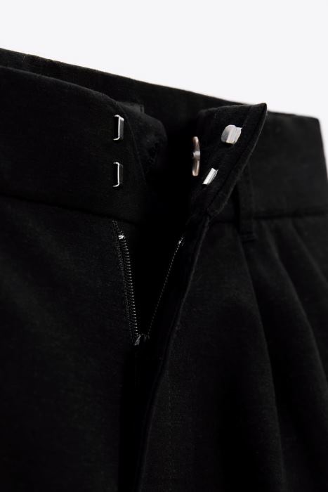 Zara mujer pantalones cortos de mezcla de lino BDP8J537 ropa negro