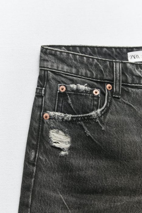 Zara mujer pantalones cortos de mezclilla holgados trf BDP8J558 ropa gris antracita