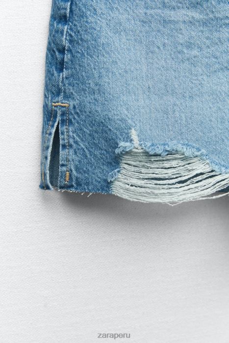 Zara mujer pantalones cortos de mezclilla rasgados z1975 BDP8J555 ropa azul medio