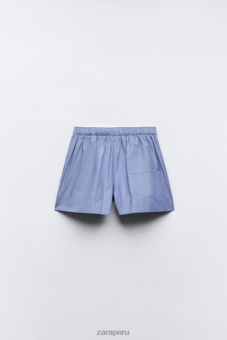 Zara mujer pantalones cortos de popelina a rayas BDP8J600 ropa azul