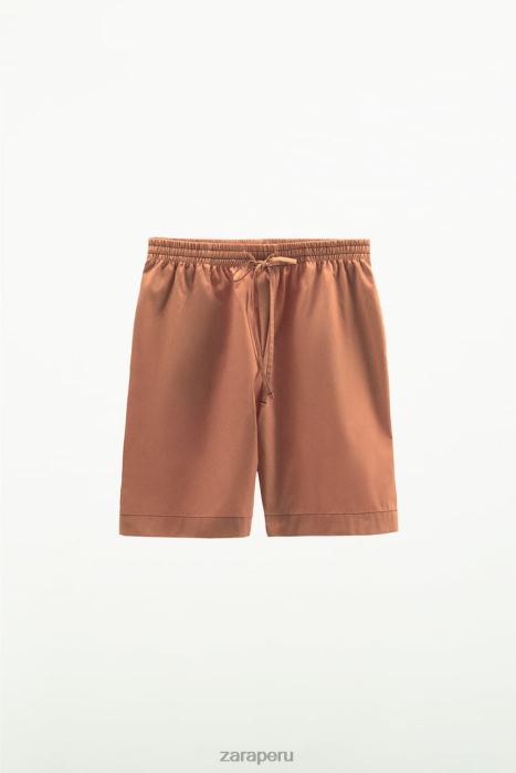 Zara mujer pantalones cortos de popelina lavada BDP8J591 ropa arcilla