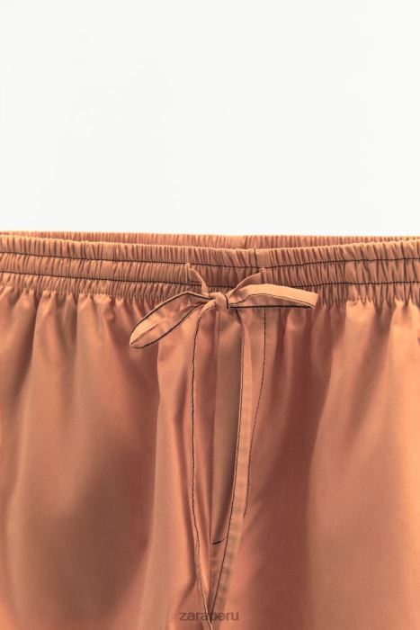 Zara mujer pantalones cortos de popelina lavada BDP8J591 ropa arcilla