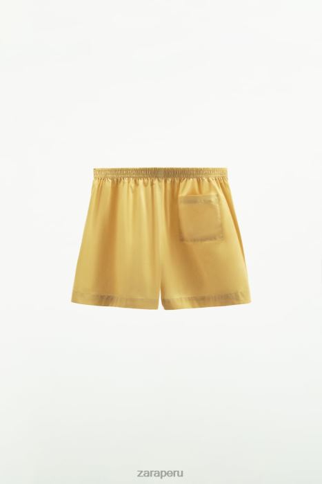 Zara mujer pantalones cortos de popelina lavada BDP8J629 ropa vainilla