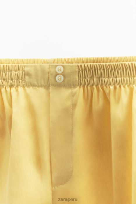 Zara mujer pantalones cortos de popelina lavada BDP8J629 ropa vainilla