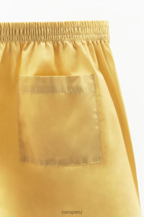 Zara mujer pantalones cortos de popelina lavada BDP8J629 ropa vainilla