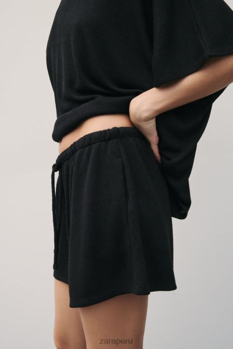 Zara mujer pantalones cortos de punto BDP8J606 ropa negro