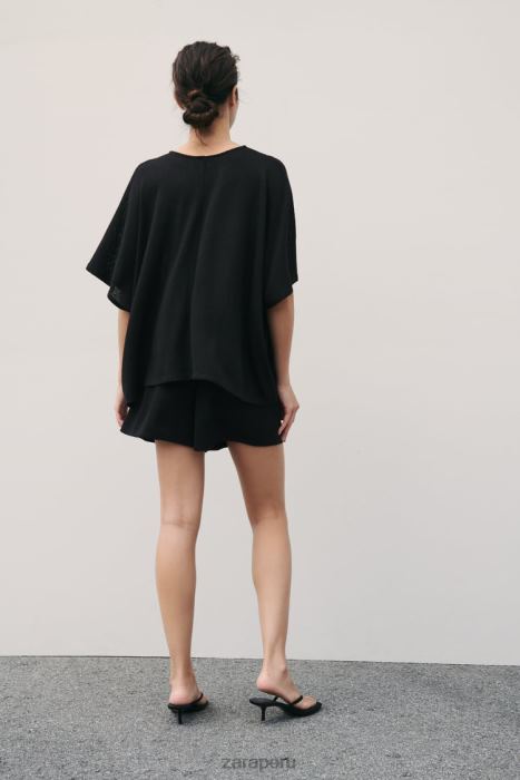 Zara mujer pantalones cortos de punto BDP8J606 ropa negro