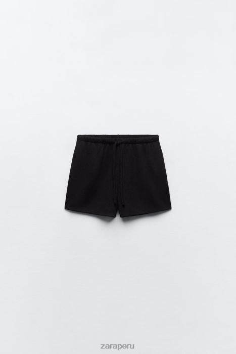 Zara mujer pantalones cortos de punto BDP8J606 ropa negro