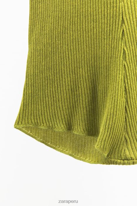 Zara mujer pantalones cortos de punto brillante BDP8J628 ropa verde