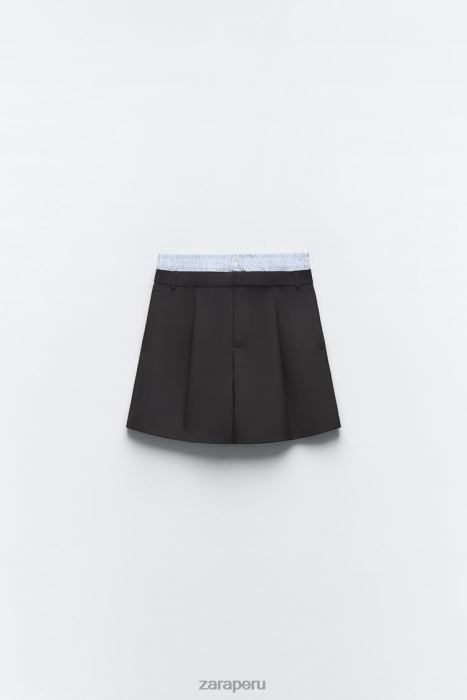 Zara mujer pantalones cortos de ropa interior plisados BDP8J543 ropa negro