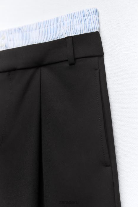 Zara mujer pantalones cortos de ropa interior plisados BDP8J543 ropa negro