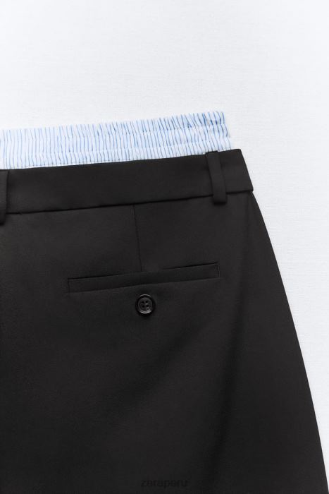 Zara mujer pantalones cortos de ropa interior plisados BDP8J543 ropa negro