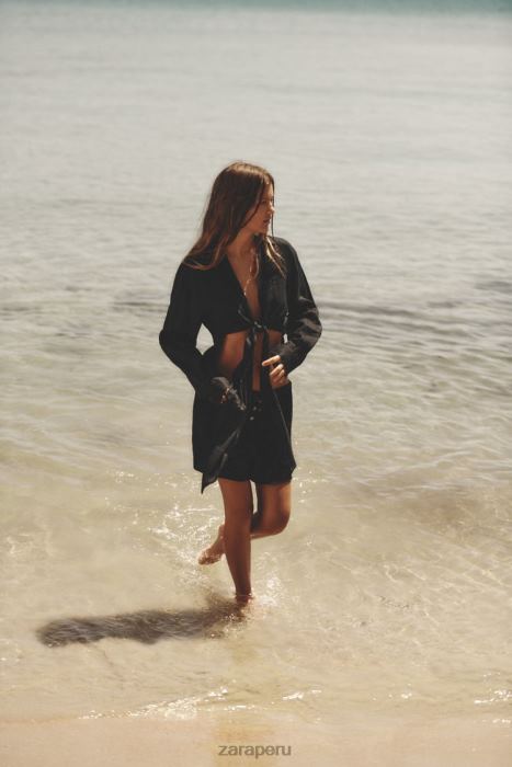 Zara mujer pantalones cortos estructurados BDP8J621 ropa negro