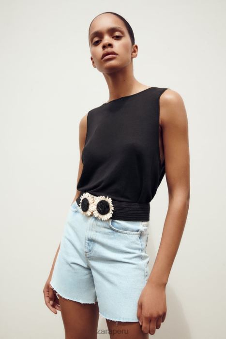 Zara mujer pantalones cortos z1975 de talle alto BDP8J611 ropa azul claro