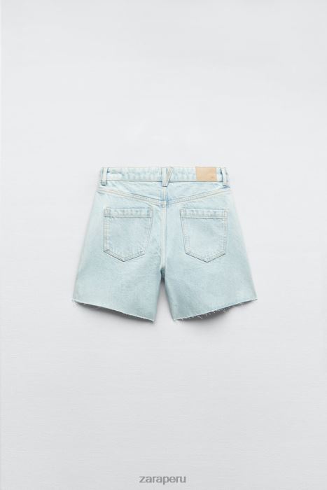 Zara mujer pantalones cortos z1975 de talle alto BDP8J611 ropa azul claro