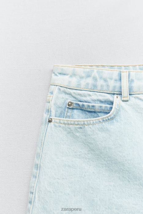 Zara mujer pantalones cortos z1975 de talle alto BDP8J611 ropa azul claro