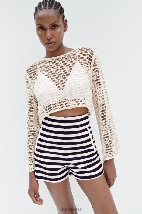 Zara mujer shorts a la cintura BDP8J554 ropa a rayas