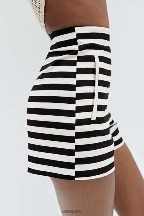 Zara mujer shorts a la cintura BDP8J554 ropa a rayas