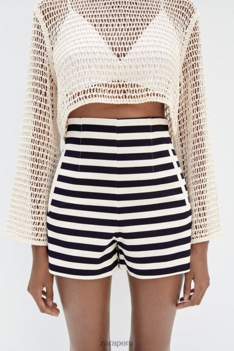 Zara mujer shorts a la cintura BDP8J554 ropa a rayas