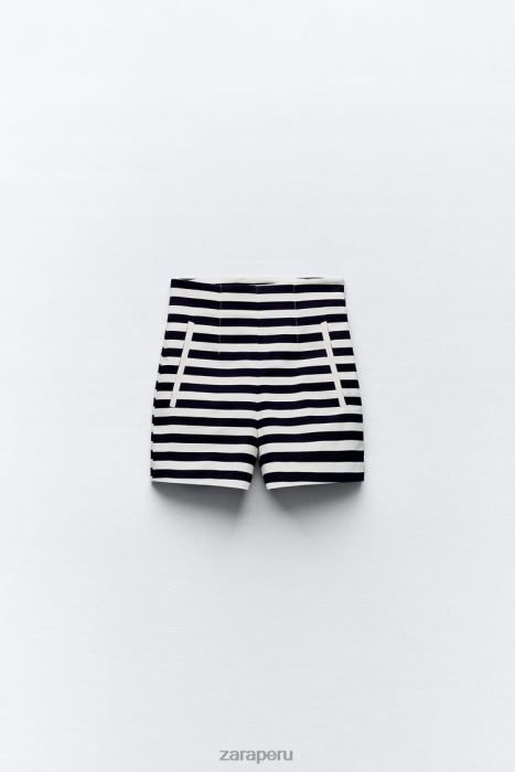 Zara mujer shorts a la cintura BDP8J554 ropa a rayas