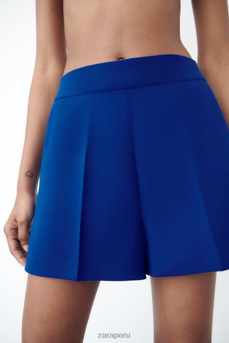 Zara mujer shorts a la cintura BDP8J581 ropa azul tinta