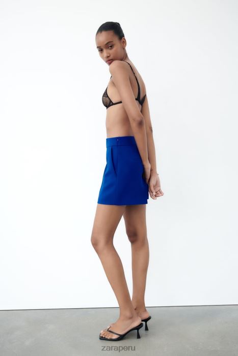 Zara mujer shorts a la cintura BDP8J581 ropa azul tinta