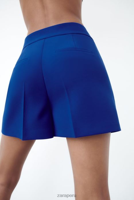 Zara mujer shorts a la cintura BDP8J581 ropa azul tinta