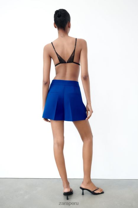 Zara mujer shorts a la cintura BDP8J581 ropa azul tinta