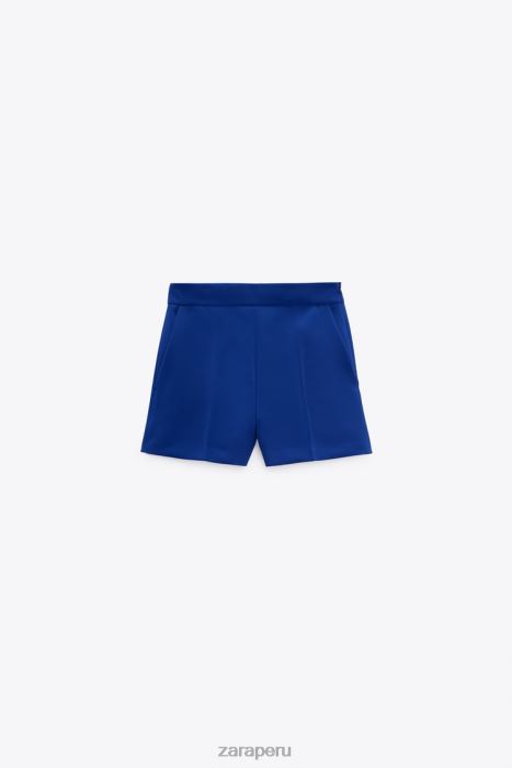 Zara mujer shorts a la cintura BDP8J581 ropa azul tinta