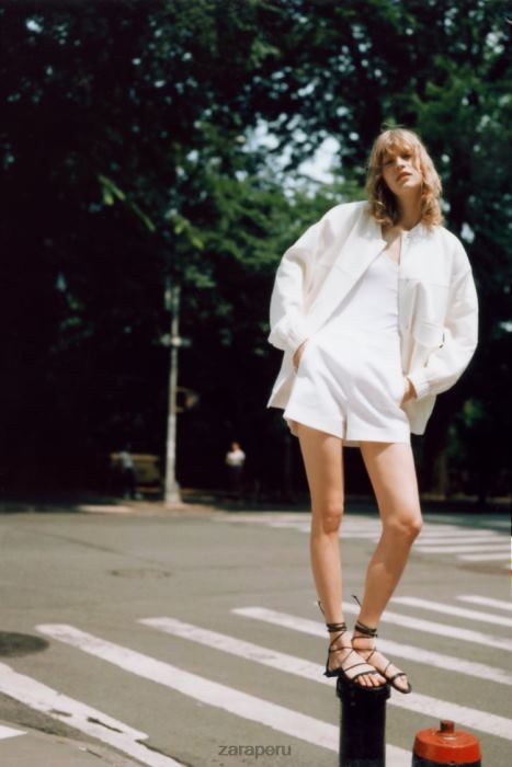 Zara mujer shorts a la cintura BDP8J603 ropa blanco