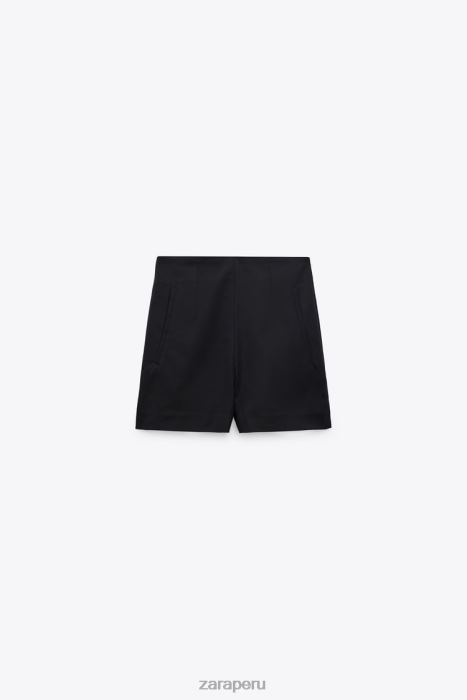 Zara mujer shorts a la cintura BDP8J626 ropa negro
