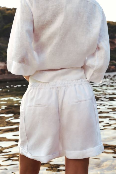Zara mujer shorts cargo en mezcla de lino BDP8J540 ropa blanco