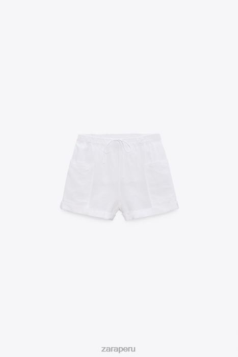 Zara mujer shorts cargo en mezcla de lino BDP8J540 ropa blanco