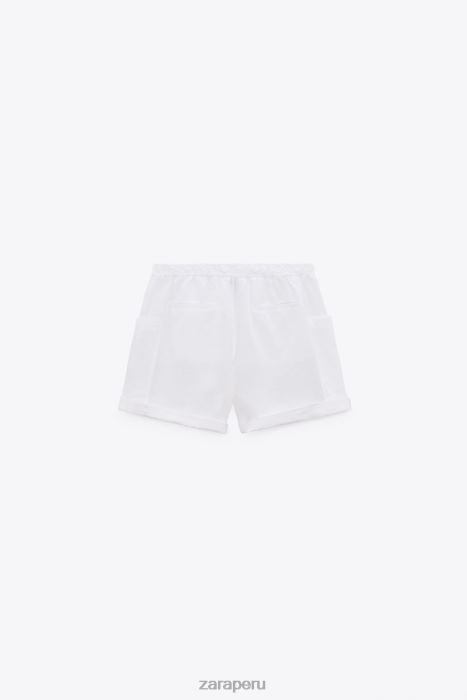 Zara mujer shorts cargo en mezcla de lino BDP8J540 ropa blanco