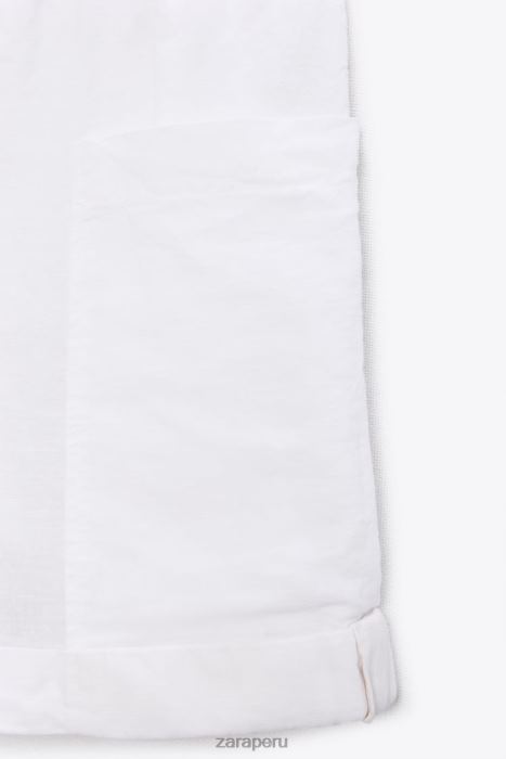 Zara mujer shorts cargo en mezcla de lino BDP8J540 ropa blanco