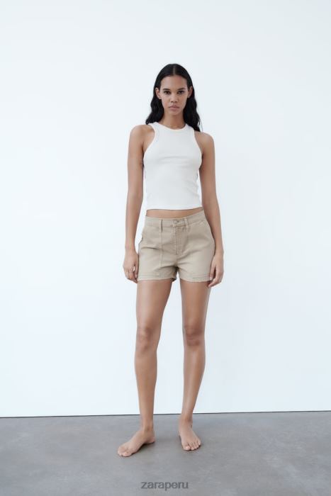 Zara mujer shorts cargo trf de talle alto BDP8J610 ropa piedra