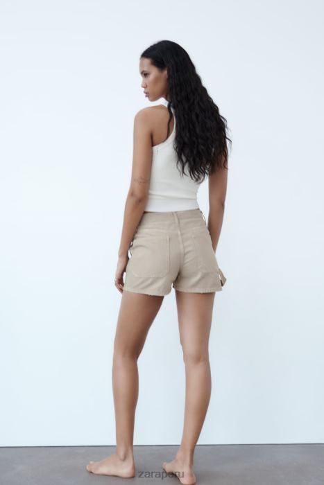 Zara mujer shorts cargo trf de talle alto BDP8J610 ropa piedra