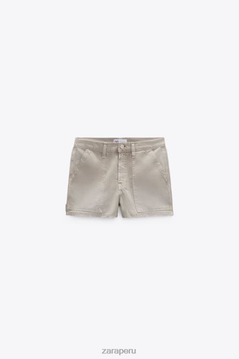 Zara mujer shorts cargo trf de talle alto BDP8J610 ropa piedra
