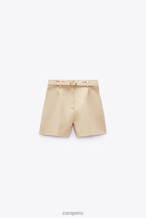 Zara mujer shorts con cinturón de doble faz BDP8J532 ropa marrón topo