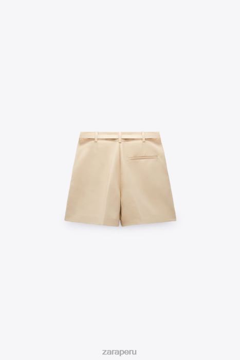 Zara mujer shorts con cinturón de doble faz BDP8J532 ropa marrón topo