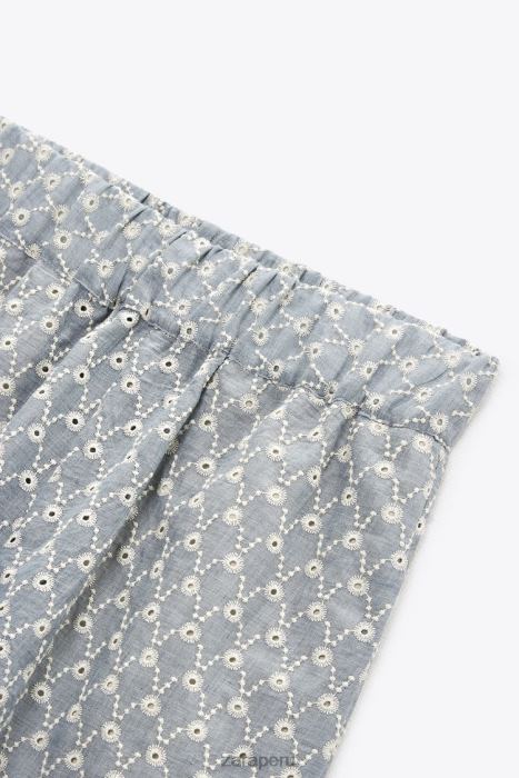 Zara mujer shorts con ojales bordados BDP8J613 ropa crudo/azul