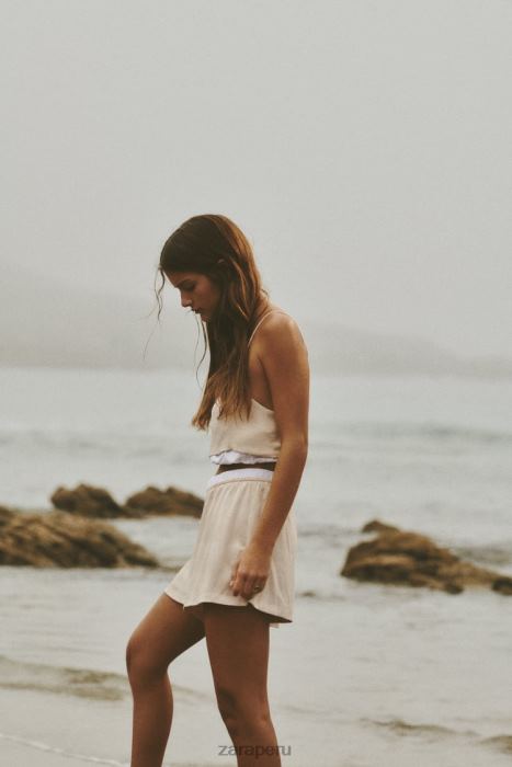 Zara mujer shorts con ribete de popelina con efecto satinado BDP8J584 ropa piedra