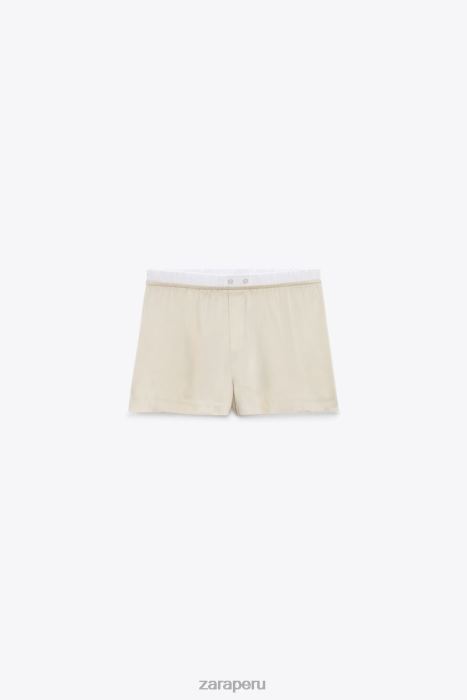 Zara mujer shorts con ribete de popelina con efecto satinado BDP8J584 ropa piedra