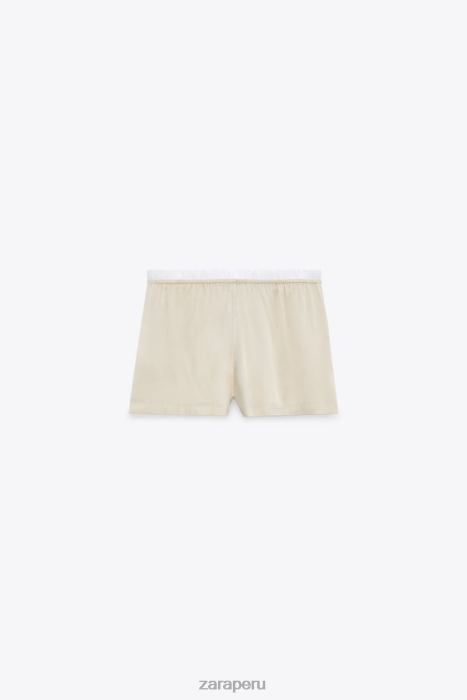 Zara mujer shorts con ribete de popelina con efecto satinado BDP8J584 ropa piedra