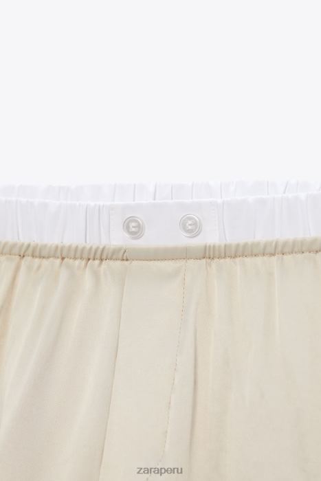 Zara mujer shorts con ribete de popelina con efecto satinado BDP8J584 ropa piedra