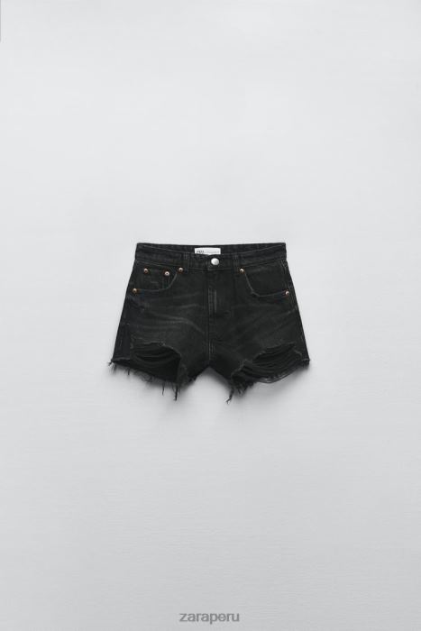Zara mujer shorts curvos de talle alto trf BDP8J526 ropa negro