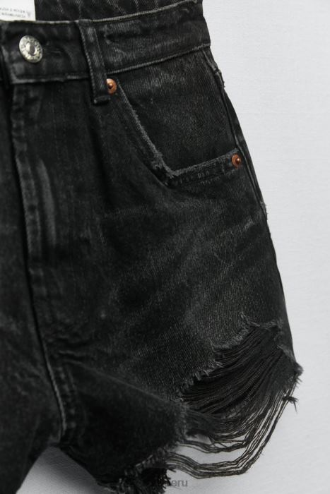 Zara mujer shorts curvos de talle alto trf BDP8J526 ropa negro