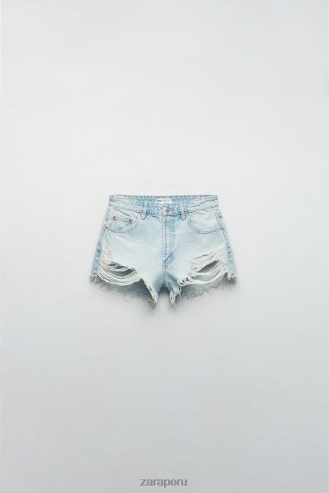 Zara mujer shorts curvos de talle alto trf BDP8J573 ropa azul claro
