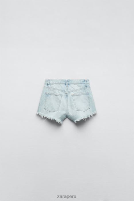 Zara mujer shorts curvos de talle alto trf BDP8J573 ropa azul claro